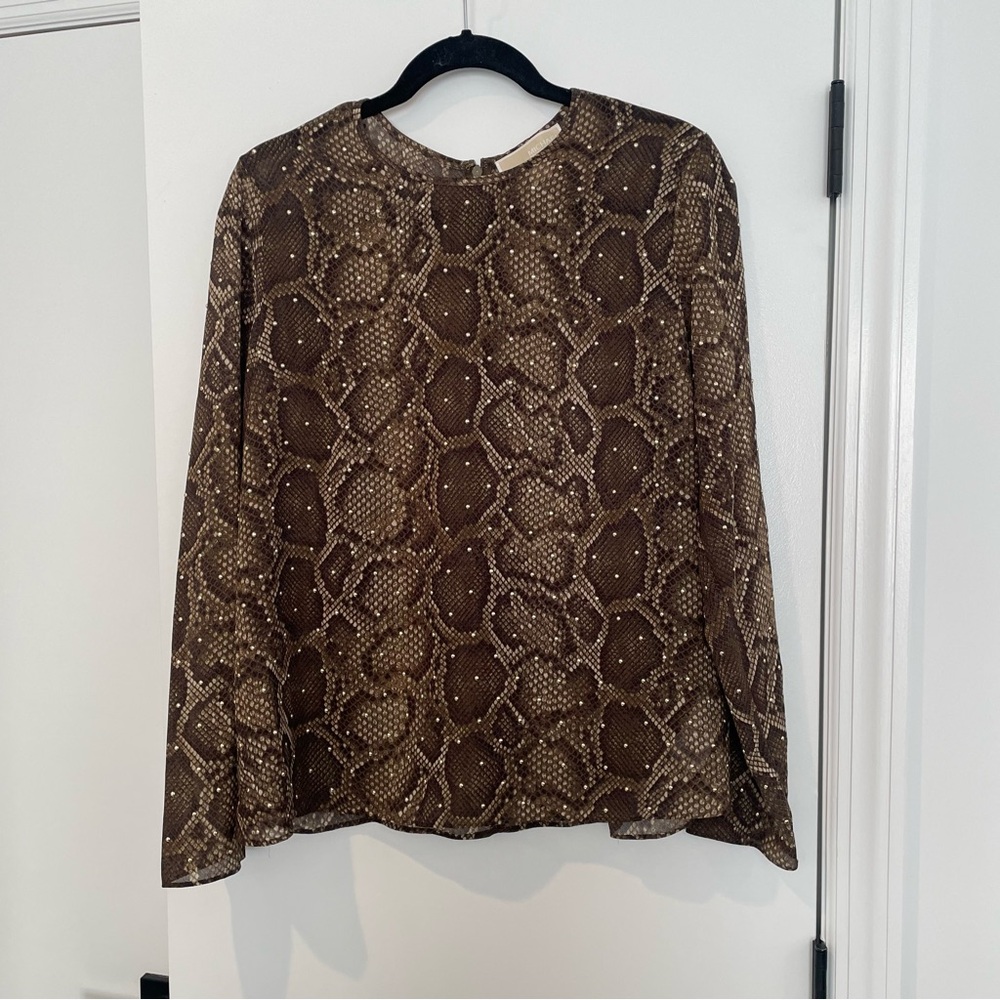 Brown Snake Print Women's Top